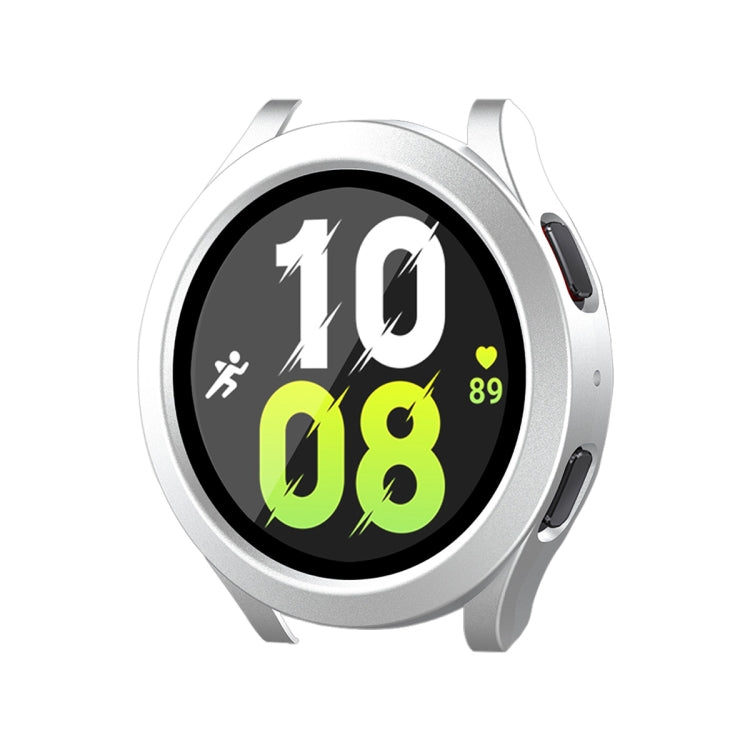 For Samsung Galaxy Watch4/5 40mm ENKAY Hat-Prince Waterproof Full Coverage PC Frame + 9H Tempered Glass Case(Matte Silver) - Watch Cases by ENKAY | Online Shopping UK | buy2fix