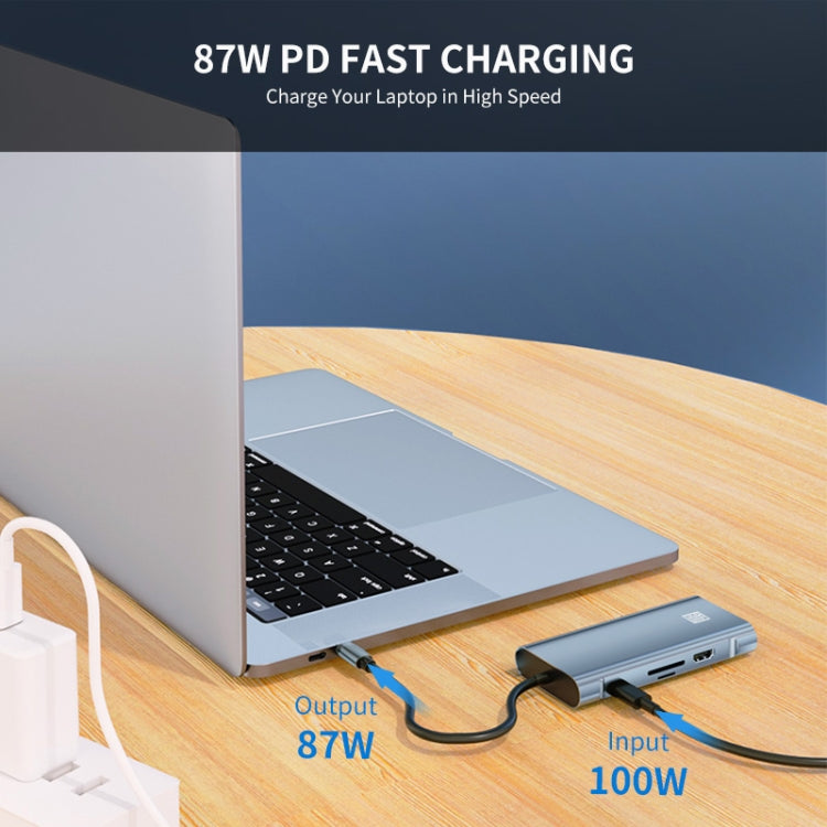 JUNSUNMAY 10 in 1 Type-C to 4K HDMI + VGA +RJ45 + 3.5mm Audio Docking Station Adapter PD Quick Charge Hub SD/TF Card Reader - Computer & Networking by JUNSUNMAY | Online Shopping UK | buy2fix