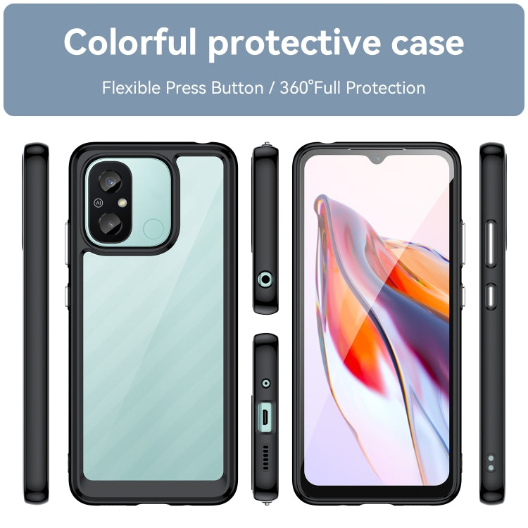 For Xiaomi Redmi 12C Colorful Series Acrylic + TPU Phone Case(Black) - Xiaomi Cases by buy2fix | Online Shopping UK | buy2fix