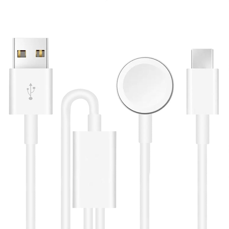 For Apple Watch Series & Phone with Type-C Port 2 in 1 USB Magnetic Charging Cable 1.2m - Charger / Holder by buy2fix | Online Shopping UK | buy2fix