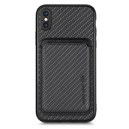 For iPhone X / XS Carbon Fiber Leather Card Magsafe Magnetic Phone Case(Black) - More iPhone Cases by buy2fix | Online Shopping UK | buy2fix