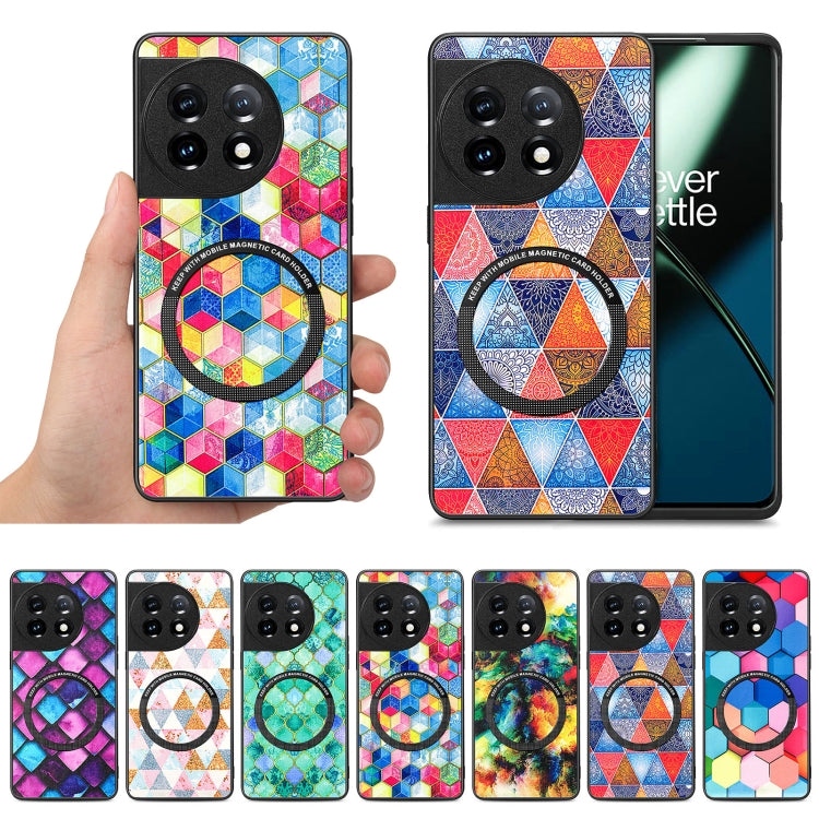 For OnePlus 11 Colored Drawing Leather Skin Magnetic Back Cover Phone Case(Magic Space) - OnePlus Cases by buy2fix | Online Shopping UK | buy2fix