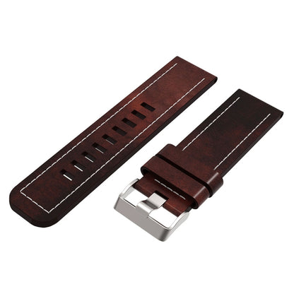 For Garmin D2 Charlie 26mm Sewing Leather Steel Buckle Watch Band(Red Brown) - Watch Bands by buy2fix | Online Shopping UK | buy2fix