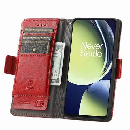 For OnePlus Nord CE 3 Lite CaseNeo Splicing Dual Magnetic Buckle Leather Phone Case(Red) - OnePlus Cases by buy2fix | Online Shopping UK | buy2fix