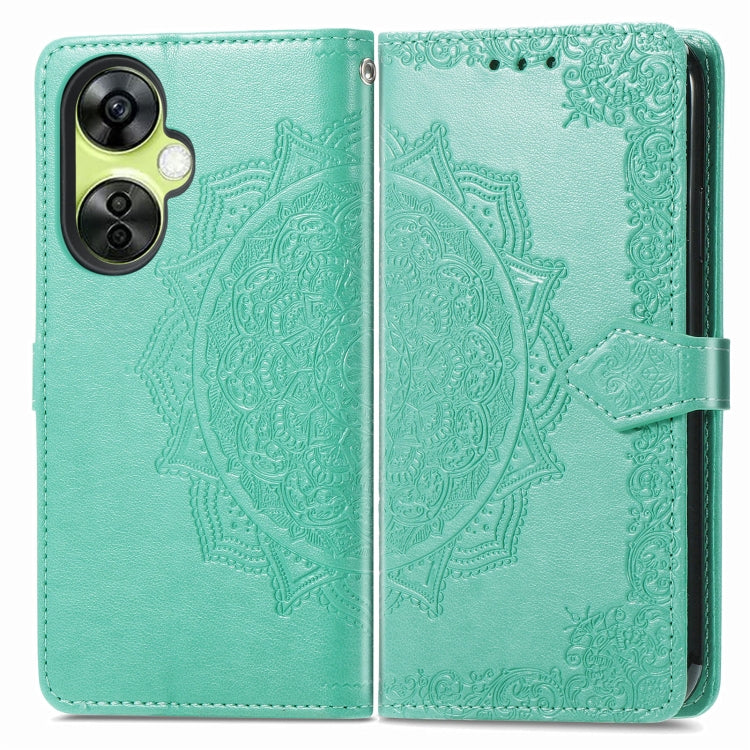 For OnePlus Nord CE 3 Lite Mandala Flower Embossed Leather Phone Case(Green) - OnePlus Cases by buy2fix | Online Shopping UK | buy2fix