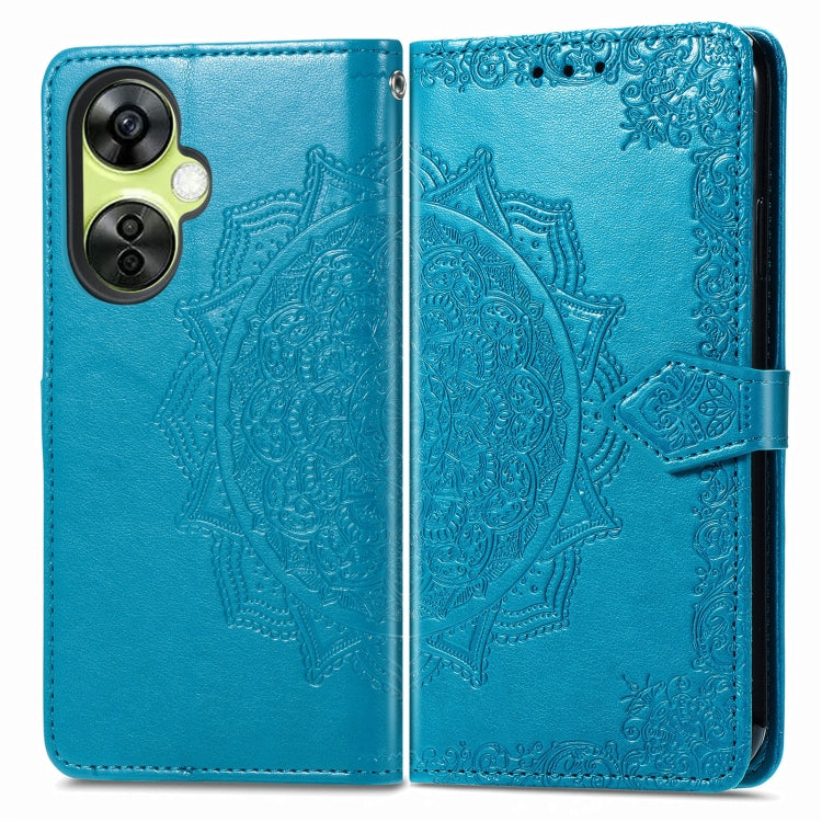 For OnePlus Nord CE 3 Lite Mandala Flower Embossed Leather Phone Case(Blue) - OnePlus Cases by buy2fix | Online Shopping UK | buy2fix