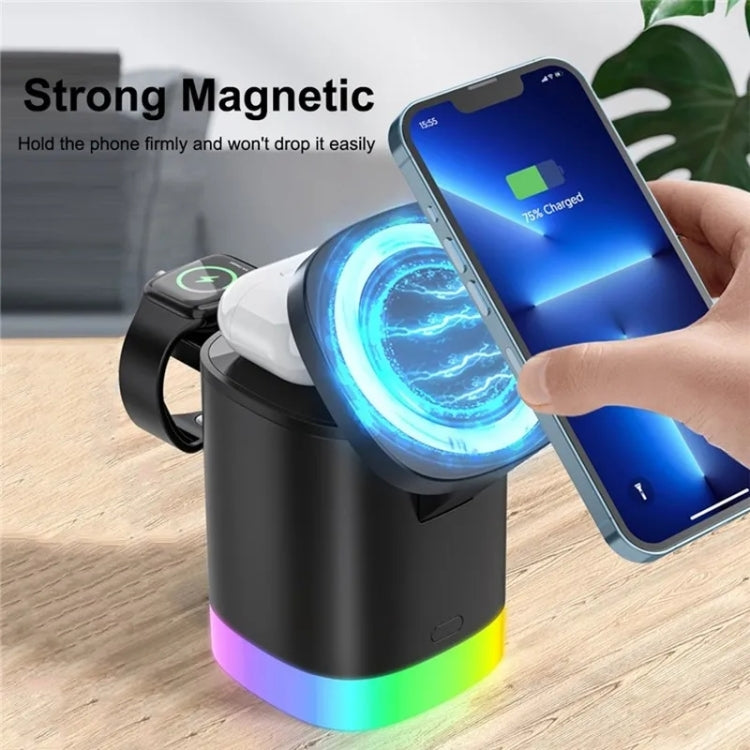 T15 3 in 1 Magnetic Magsafe Wireless Charger Folding Charging Stand For iPhone / iWatch / AirPods(White) - Wireless Charger by buy2fix | Online Shopping UK | buy2fix