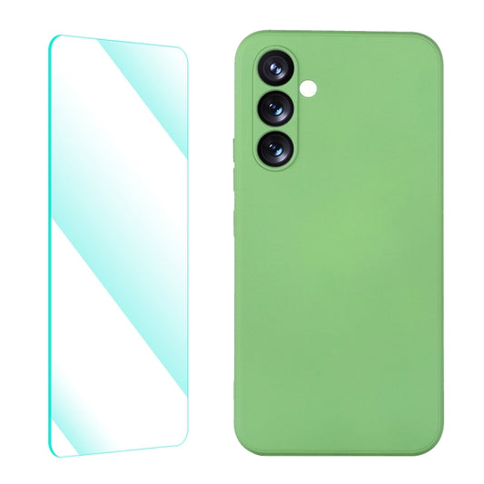 For Samsung Galaxy A54 5G ENKAY Liquid Silicone Phone Case with Tempered Film(Light Green) - Galaxy Phone Cases by ENKAY | Online Shopping UK | buy2fix