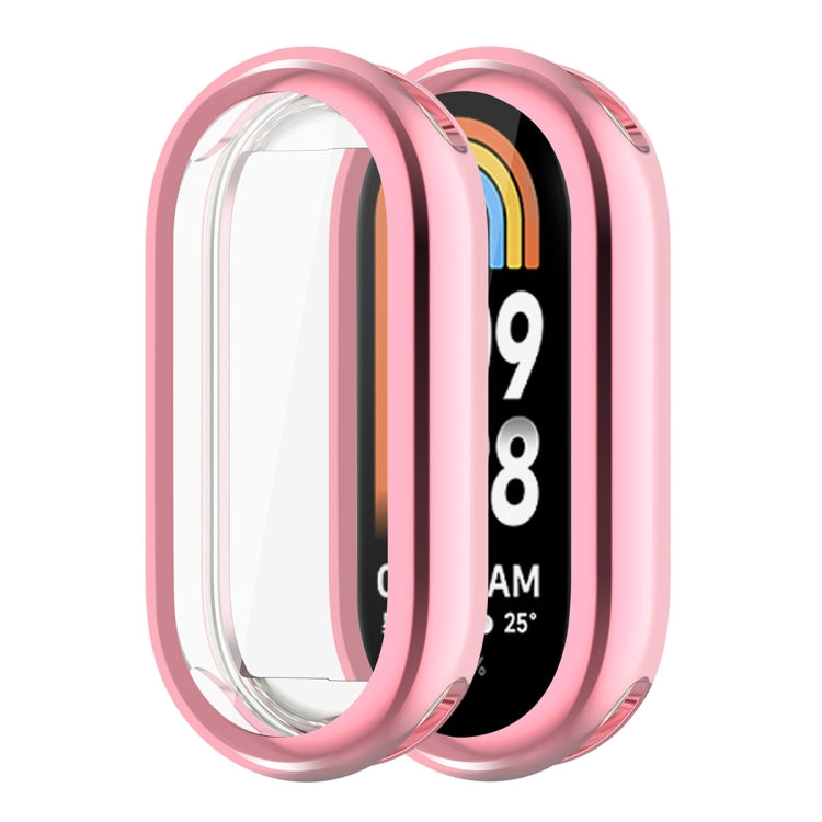 For Xiaomi Mi Band 8 ENKAY Hat-Prince Full Coverage Electroplated Soft TPU Watch Case with Screen Protection(Pink) - Watch Cases by ENKAY | Online Shopping UK | buy2fix