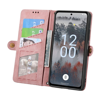 For Nokia X30 5G Geometric Zipper Wallet Side Buckle Leather Phone Case(Pink) - Nokia Cases by buy2fix | Online Shopping UK | buy2fix