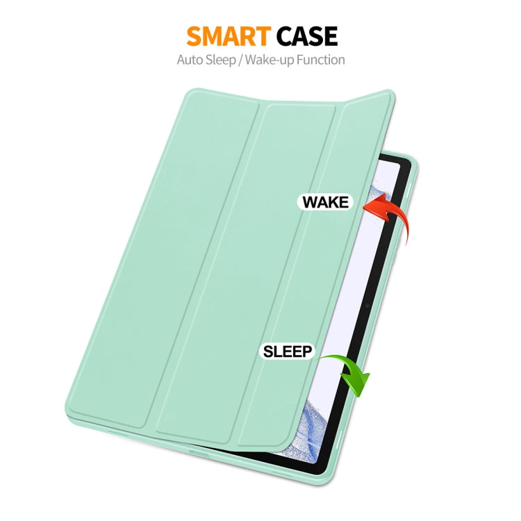 For Samsung Galaxy Tab S9 ENKAY Tri-fold Custer Leather TPU Bottom Smart Case with Pen Slot(Light Green) - Galaxy Tab S9 Cases by ENKAY | Online Shopping UK | buy2fix