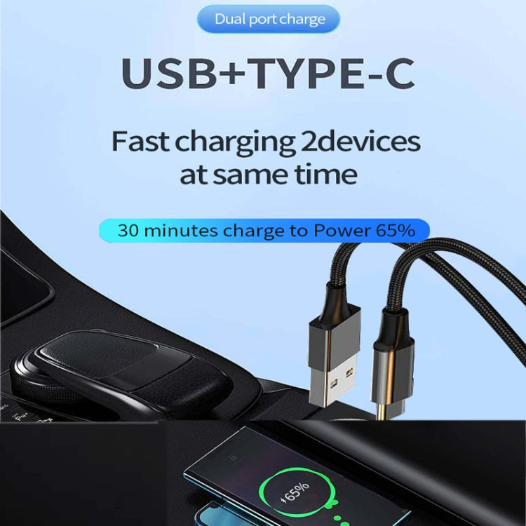 P35 48W PD30W + QC3.0 18W USB Transparent Car Charger with Type-C to 8 Pin Phone Data Cable(Transparent Blue) - Car Charger by buy2fix | Online Shopping UK | buy2fix