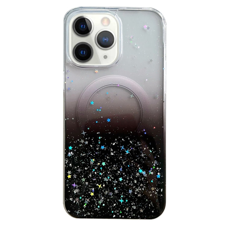 For iPhone 11 Pro MagSafe Glitter Hybrid Clear TPU Phone Case(Black) - iPhone 11 Pro Cases by buy2fix | Online Shopping UK | buy2fix