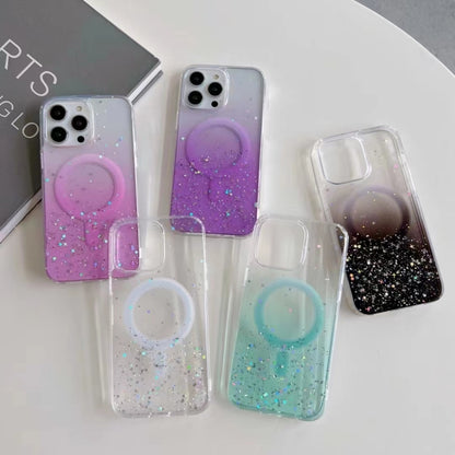 For iPhone 13 MagSafe Glitter Hybrid Clear TPU Phone Case(Green) - iPhone 13 Cases by buy2fix | Online Shopping UK | buy2fix