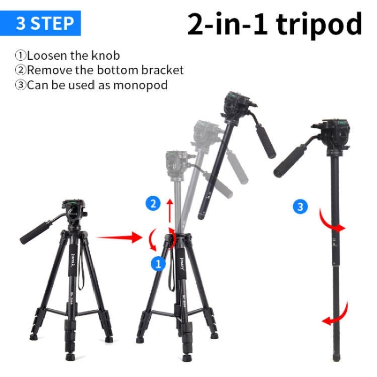 JMARY KP2599 SLR Camera Phone Live Streaming Outdoor Photography Aluminum Tripod - Tripods by Jmary | Online Shopping UK | buy2fix