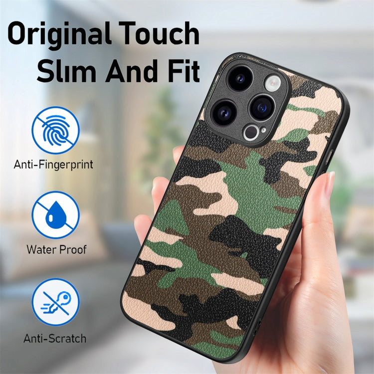 For iPhone 15 Pro Max Retro Camouflage Leather Back Phone Case(Green) - iPhone 15 Pro Max Cases by buy2fix | Online Shopping UK | buy2fix