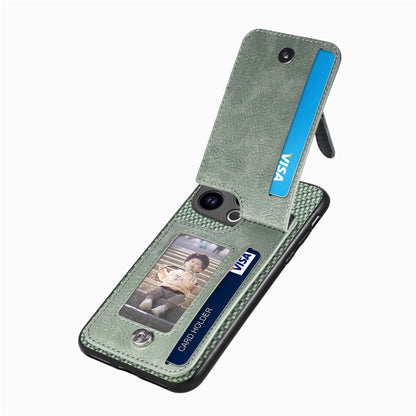 For iPhone 15 Pro Max Carbon Fiber Vertical Flip Zipper Phone Case(Green) - iPhone 15 Pro Max Cases by buy2fix | Online Shopping UK | buy2fix