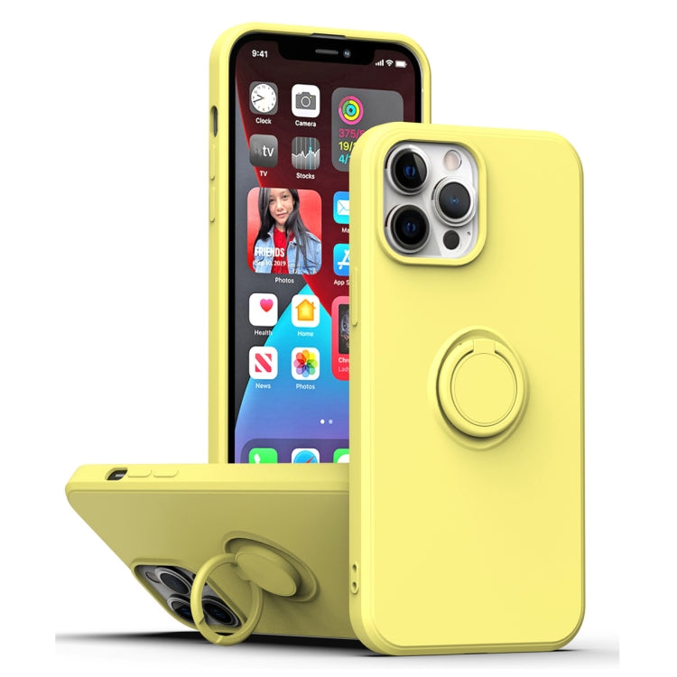 For iPhone 15 Pro Max Ring Kickstand Silicone Phone Case(Yellow) - iPhone 15 Pro Max Cases by buy2fix | Online Shopping UK | buy2fix