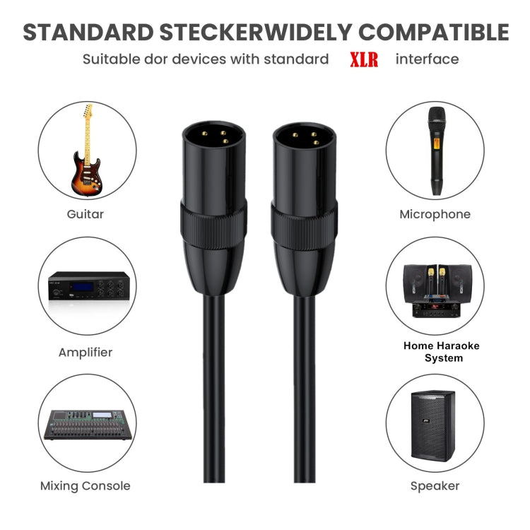 JUNSUNMAY XLR Male to Male Mic Cord 3 Pin Audio Cable Balanced Shielded Cable, Length:1m - Microphone Audio Cable & Connector by JUNSUNMAY | Online Shopping UK | buy2fix