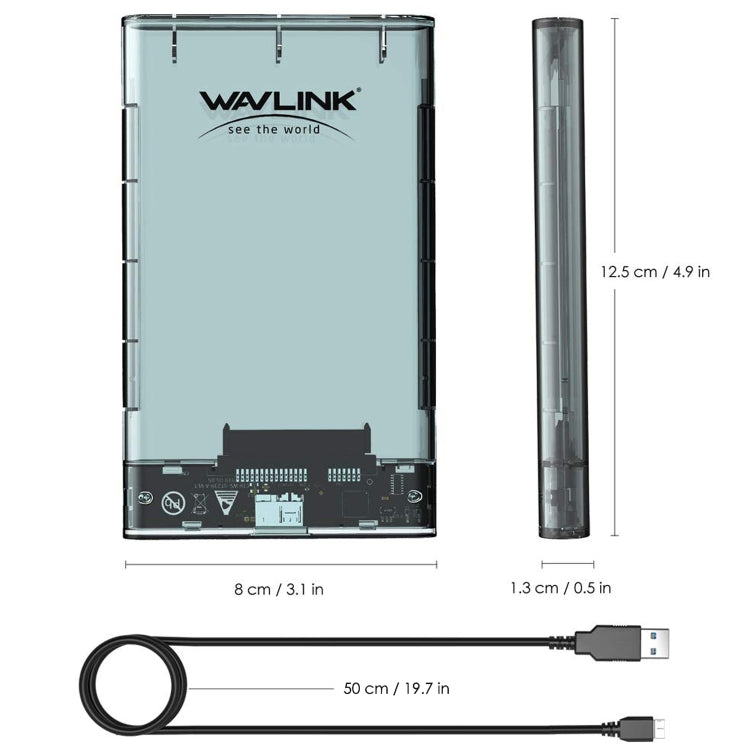 WAVLINK ST239 USB3.0 Transparent SATA External Solid-state SSD 2.5-inch Mobile Hard Disk Case - HDD Enclosure by buy2fix | Online Shopping UK | buy2fix