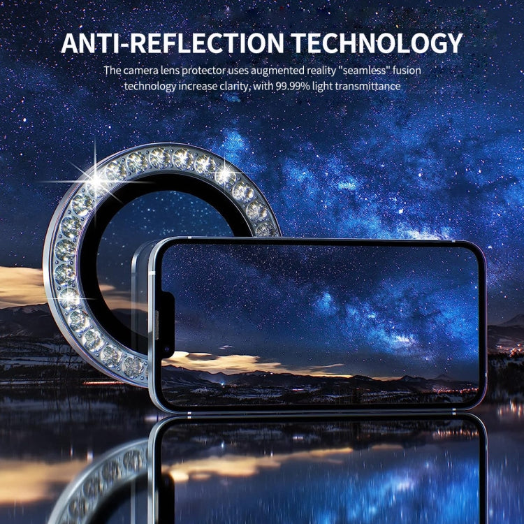 For iPhone 14 Pro / 14 Pro Max ENKAY AR Anti-reflection Individual Diamond Ring Camera Lens Glass Full Film(Black) - iPhone 14 Pro Tempered Glass by ENKAY | Online Shopping UK | buy2fix