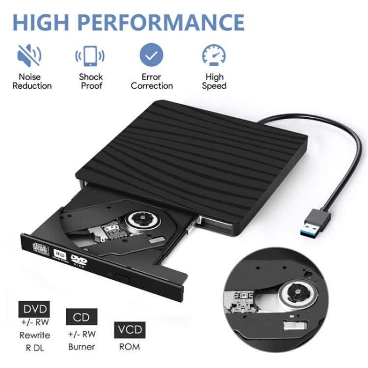 TG30N CD VCD Reader Burner Zebra-stripe Design Laptop Computer External DVD Drive - Rewritable Drive by buy2fix | Online Shopping UK | buy2fix