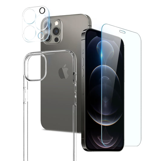 For iPhone 12 Pro Max NORTHJO 3 in 1 TPU Phone Case with Screen Film and Lens Film(Clear) - iPhone 12 Pro Max Cases by NORTHJO | Online Shopping UK | buy2fix