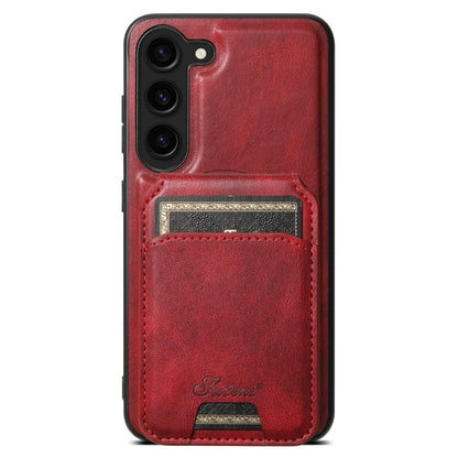 For Samsung Galaxy S24+ 5G Suteni H15 MagSafe Oil Eax Leather Detachable Wallet Back Phone Case(Red) - Galaxy S24+ 5G Cases by Suteni | Online Shopping UK | buy2fix