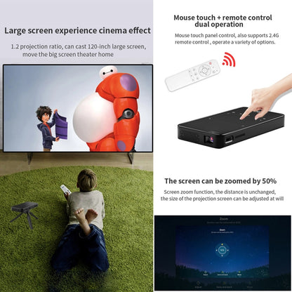 S90 DLP Android 9.0 1GB+8GB 4K Mini WiFi Smart Projector, EU Plug(Black) - Consumer Electronics by buy2fix | Online Shopping UK | buy2fix