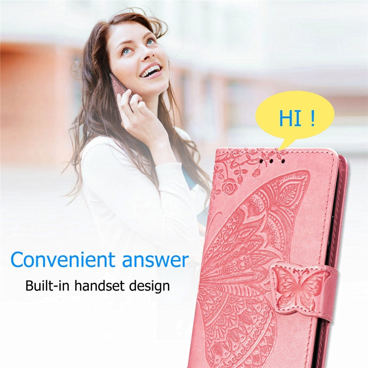 For Nokia 6.2 / 7.2 Butterfly Love Flower Embossed Horizontal Flip Leather Case with Bracket Lanyard Card Slot Wallet(Rose Gold) - Nokia Cases by buy2fix | Online Shopping UK | buy2fix