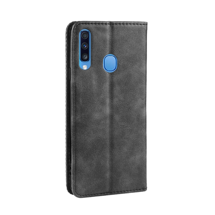 For Galaxy A20s  Magnetic Buckle Retro Crazy Horse Texture Horizontal Flip Leather Case  , with Holder & Card Slots & Photo Frame(Black) - Galaxy Phone Cases by buy2fix | Online Shopping UK | buy2fix