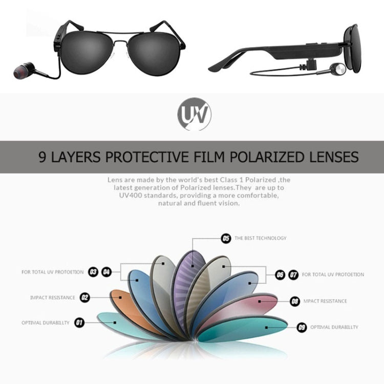 A8 Wireless Earphone Bluetooth Headset Sunglasses Music Headphones Smart Glasses Earbud Hands-free with Mic - Bluetooth Earphone by buy2fix | Online Shopping UK | buy2fix