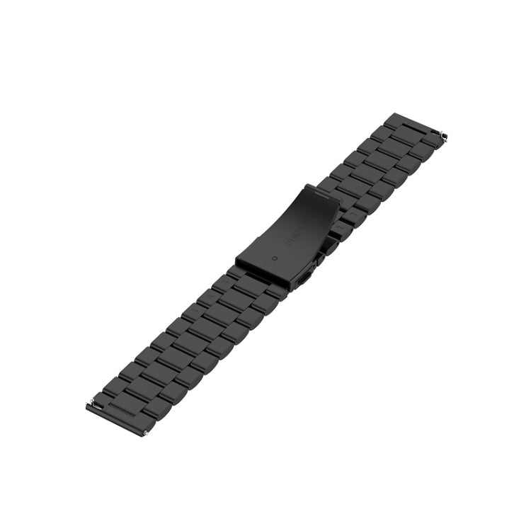 Suitable For Samsung Gear S2 Sport / Galaxy Watch Active 2 20mm Butterfly Buckle 3-Beads Stainless Steel Metal Watch Band (black) - Watch Bands by buy2fix | Online Shopping UK | buy2fix