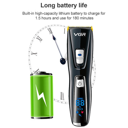 VGR V-027 10W Professional Electric Hair Clipper with LCD Display, Plug Type: EU Plug - Hair Trimmer by VGR | Online Shopping UK | buy2fix