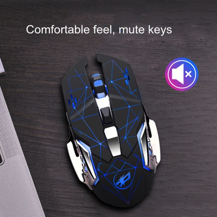 WARWOLF  Q8 Wireless Rechargeable Mouse Glowing Gaming Mouse(Black) - Wireless Mice by buy2fix | Online Shopping UK | buy2fix