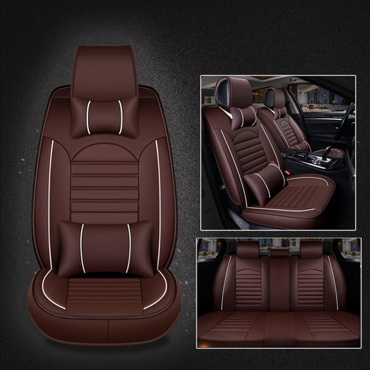 Universal PU Leather Car Seat Cover Coffee Deluxe - Seat Accessories by buy2fix | Online Shopping UK | buy2fix