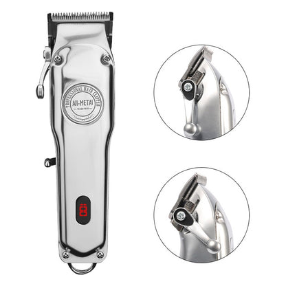 Retro Oil Head Electric Pusher Strong Power Electric Fader LCD Digital Display Rechargeable Hair Clipper(US Plug) - Hair Trimmer by buy2fix | Online Shopping UK | buy2fix