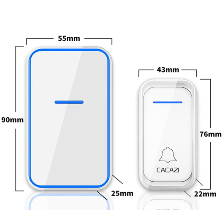 CACAZI A68-2 One to Two Wireless Remote Control Electronic Doorbell Home Smart Digital Wireless Doorbell, Style:UK Plug(White) - Security by CACAZI | Online Shopping UK | buy2fix