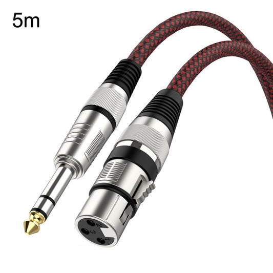 5m Red and Black Net TRS 6.35mm Male To Caron Female Microphone XLR Balance Cable -  by buy2fix | Online Shopping UK | buy2fix