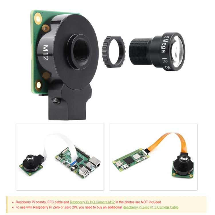 Waveshare WS0202505 For Raspberry Pi M12 Camera Lens ,5MP, 25mm Focal Length,Large Aperture,24054 - Consumer Electronics by WAVESHARE | Online Shopping UK | buy2fix
