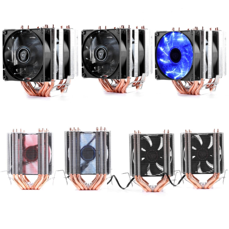 Desktop Computer 6 Copper Tube CPU Radiator Super Quiet PWM Double Fan - Fan Cooling by buy2fix | Online Shopping UK | buy2fix