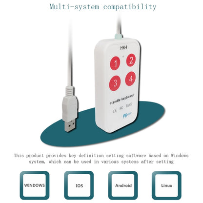 HK-4 4 Keys Custom PS Shortcut Keys Medical USB Keypad, Cable Length: 2m, Style:With Anti-skid Stand - Wired Keyboard by buy2fix | Online Shopping UK | buy2fix