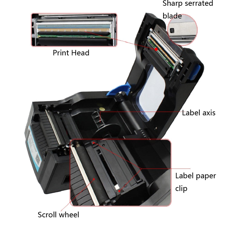 Xprinter XP-370B Barcode Printer Self-adhesive QR Code Printer Label Clothing Tag Thermal Ticket Machine(EU Plug) - Consumer Electronics by Xprinter | Online Shopping UK | buy2fix