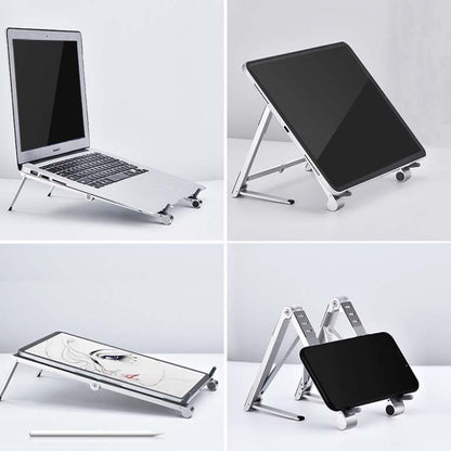 Metal Laptop Stand Computer Cooling Folding Mini Flat Raised Bracket(Silver) - Computer & Networking by buy2fix | Online Shopping UK | buy2fix