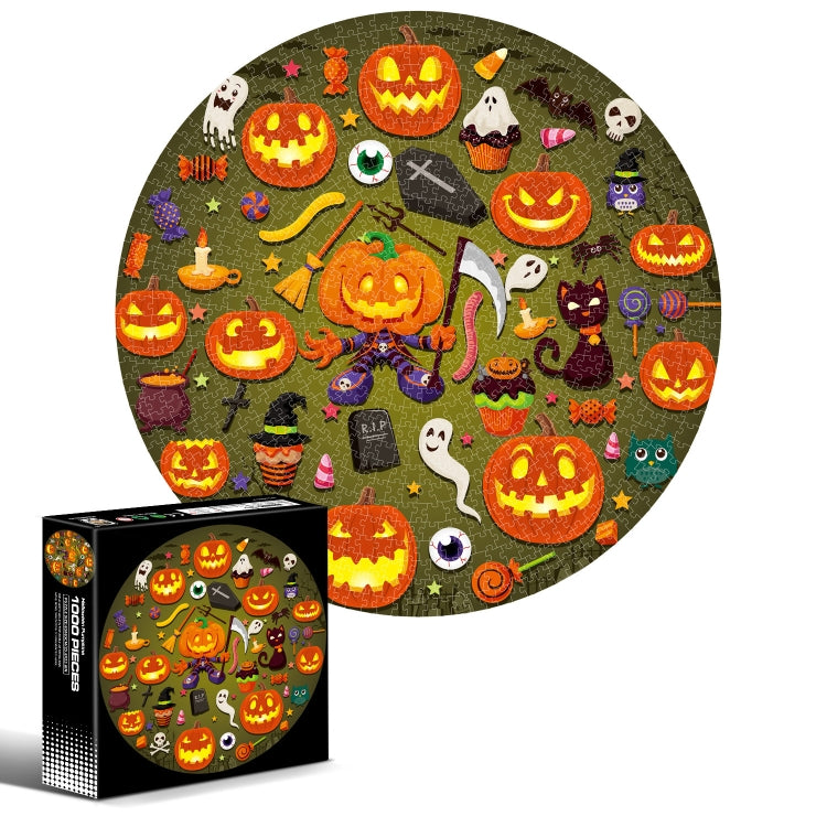 Round Shape Irregular Plane Puzzle Jigsaw Toy 1000 Pieces(Pumpkin Halloween) - Puzzle Toys by buy2fix | Online Shopping UK | buy2fix