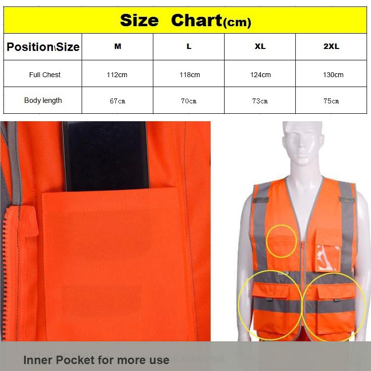 Multi-pockets Safety Vest Reflective Workwear Clothing, Size:L-Chest 118cm(Black) - Reflective Safety Clothing by buy2fix | Online Shopping UK | buy2fix