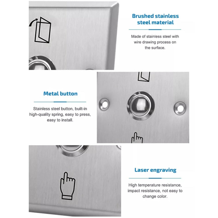 S86 Stainless Steel Exit Button 86 Metal Access Control Switch - Security by buy2fix | Online Shopping UK | buy2fix