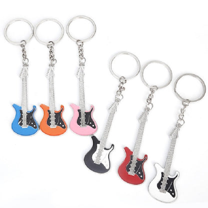 2 PCS Creative Guitar Keychain Metal Musical Instrument Pendant(White) - Key Rings by buy2fix | Online Shopping UK | buy2fix