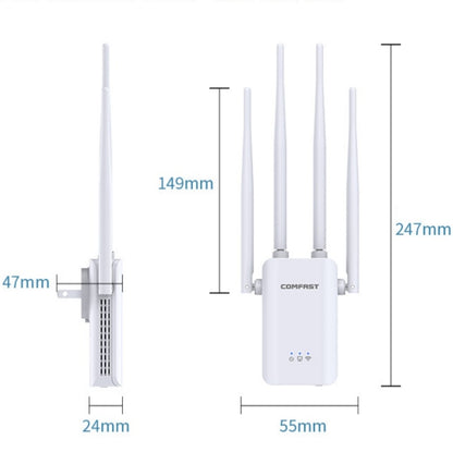 Comfast CF-WR304S 300M 4 Antenna Wireless Repeater High-Power Through-Wall WIFI Signal Amplifier, Specification:EU Plug - Broadband Amplifiers by Comfast | Online Shopping UK | buy2fix