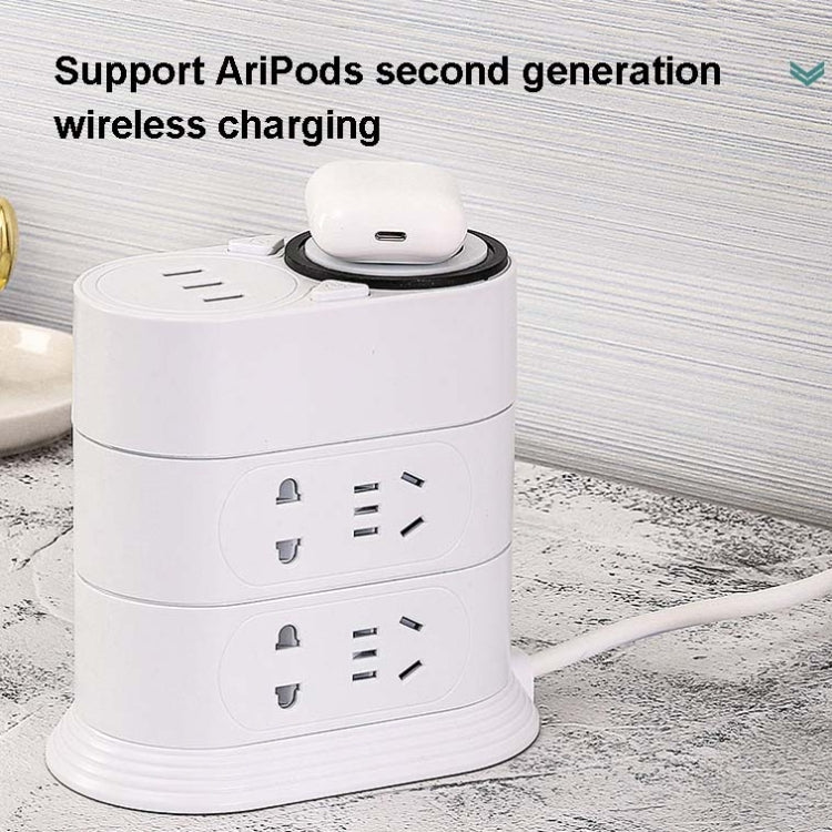 Mobile Phone Wireless Charging Socket Creative Smart USB Power Strip Multi-Function Desktop Vertical Power Strip, CN Plug, Specification: 0.8 Meters, Style:2 Layer(White) - Consumer Electronics by buy2fix | Online Shopping UK | buy2fix